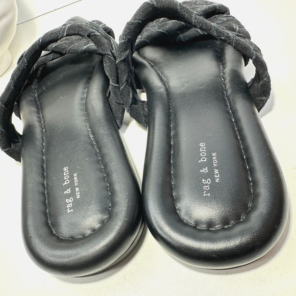 New Rag & Bone Lewis Braided Sandal Suede Pointed-Toe Black Women 36.5/6 NWOB - Picture 6 of 7